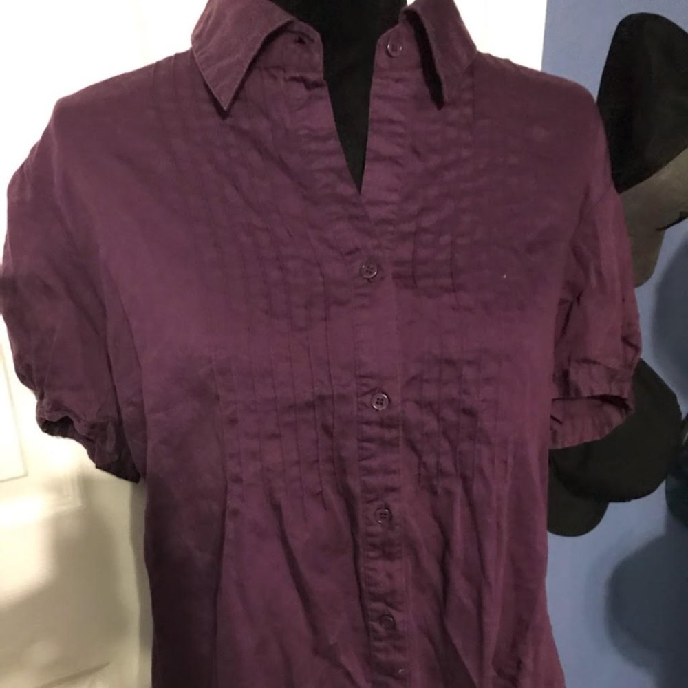 PURPLE BUTTON UP BLOUSE